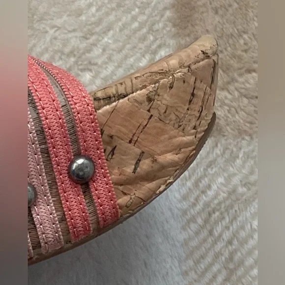 Lucky Brand Women's Cork Wedges - Coral and Beige 7.5 M - Picture 12 of 13